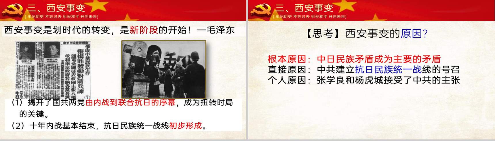 黄色简约缅怀先烈勿忘国耻从九一八到西安事变主题教育PPT模板