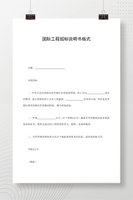 国际工程招标说明书格式