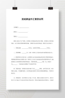 流动资金外汇借贷合同
