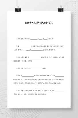 国际计算机软件许可合同格式